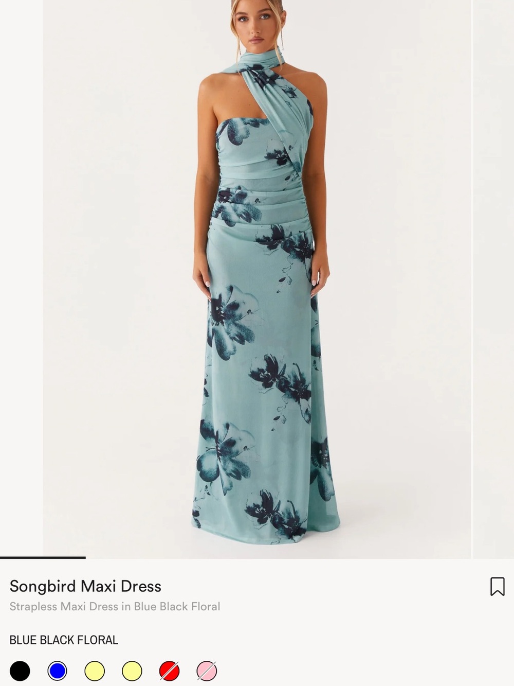Peppermayo Teal Floral One-Shoulder Maxi Dress